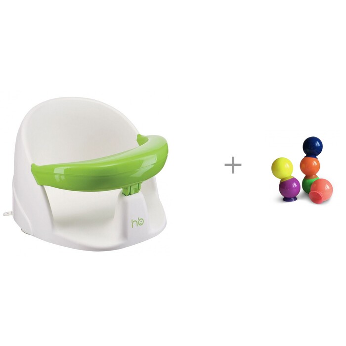 Happy Baby Сиденье для ванны Favorite со съемным бампером и Набор ПВХ-игрушек IQ-Bubbles