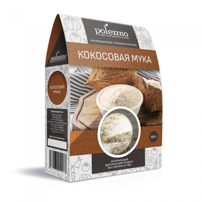 

Polezzno Кокосовая мука 500 г, Кокосовая мука 500 г