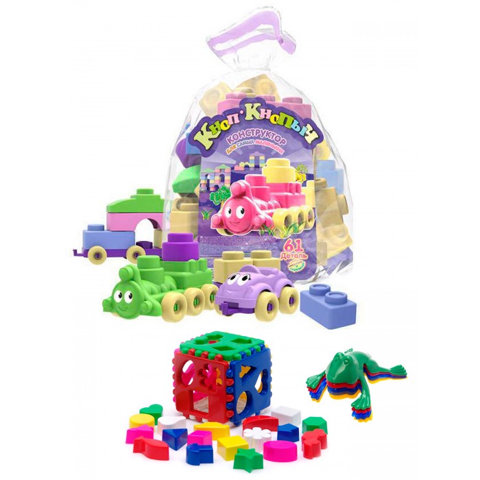 Купить Развивающие игрушки, Развивающая игрушка Тебе-Игрушка Набор Кубик логический большой + Конструктор Кноп-Кнопы (61 деталей)
