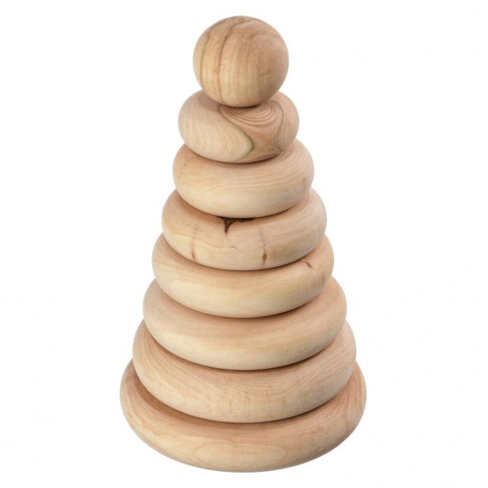фото Деревянная игрушка букарашка пирамидка кругляшка 1016