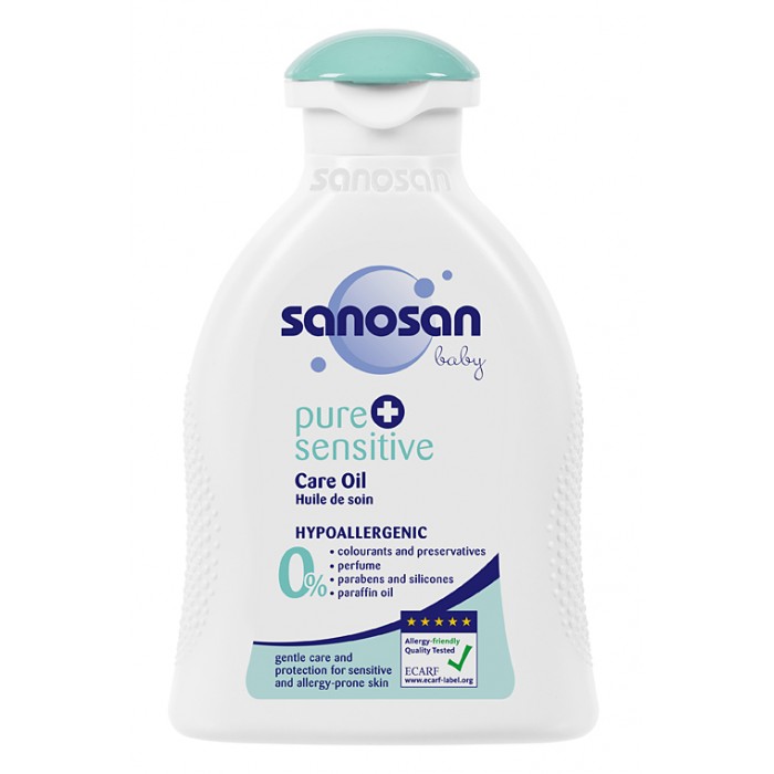 Косметика для новорожденных Sanosan Детское масло Pure+Sensitive для ухода за кожей малыша 200 мл