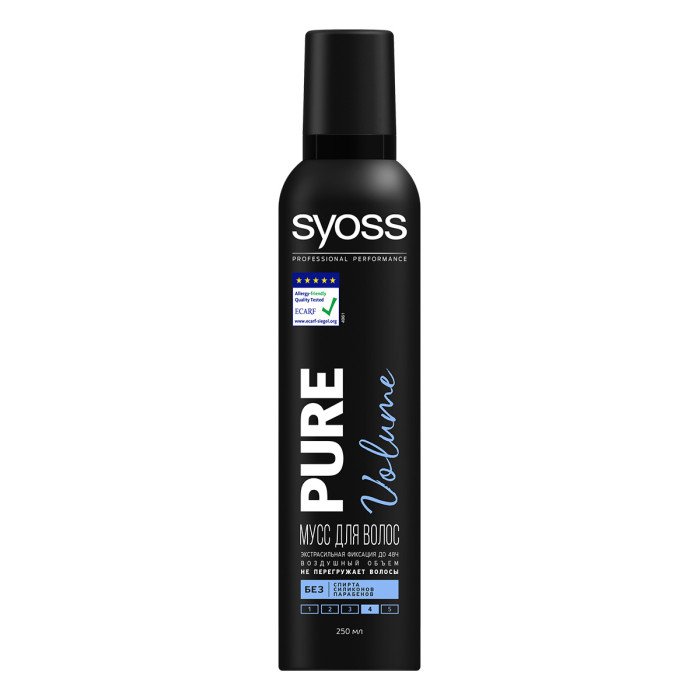 

Syoss Мусс для волос Pure Volume экстрасильная фиксация 250 мл, Мусс для волос Pure Volume экстрасильная фиксация 250 мл