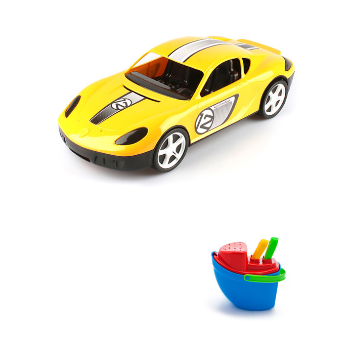 фото Тебе-игрушка набор летний игрушка детский автомобиль молния + песочный набор пароходик