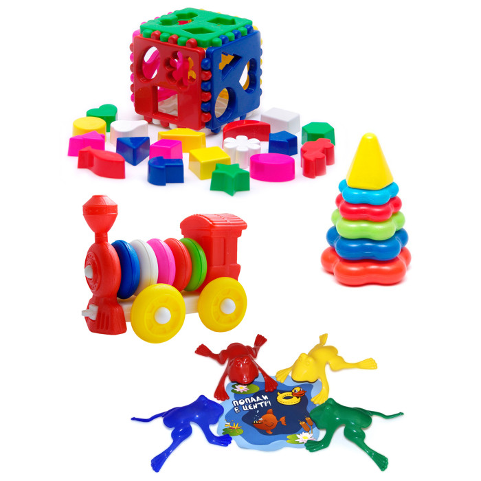 Развивающая игрушка Тебе-Игрушка Набор Кубик логический большой + Пирамида детская малая + Конструктор