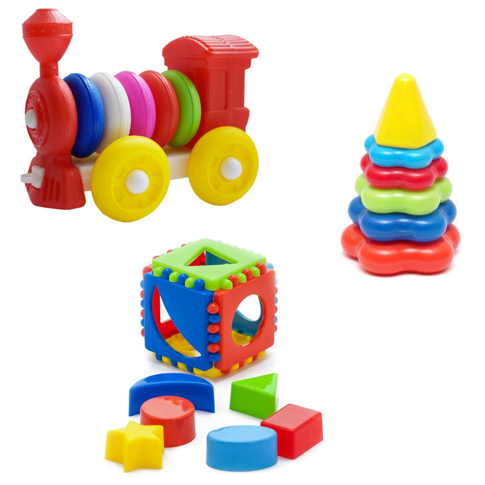 фото Развивающая игрушка тебе-игрушка набор игрушка кубик логический малый + пирамида детская малая + конструктор