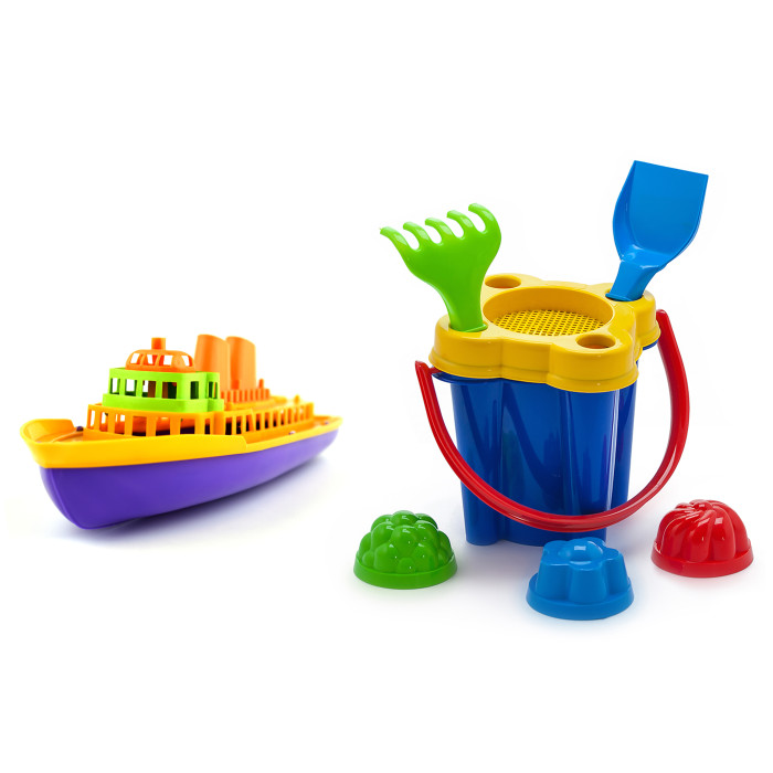 фото Тебе-игрушка набор пляжный: песочный набор замок + кораблик