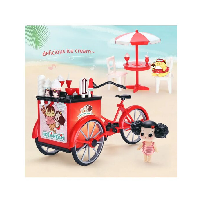 Ddung Игровой набор Вело-тележка с мороженым со светом и звуком с аксессуарами