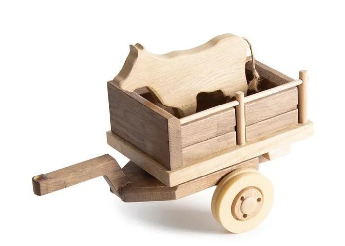 Деревянная игрушка Dubok Конструктор Прицеп для трактора