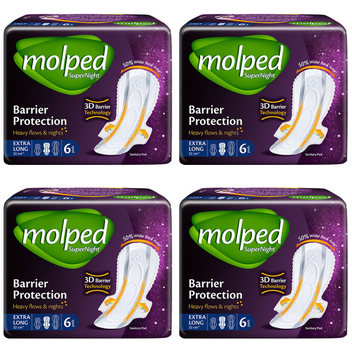 Molped Гигиенические прокладки Supernight Extralong 32 см 4 уп. по 6 шт.