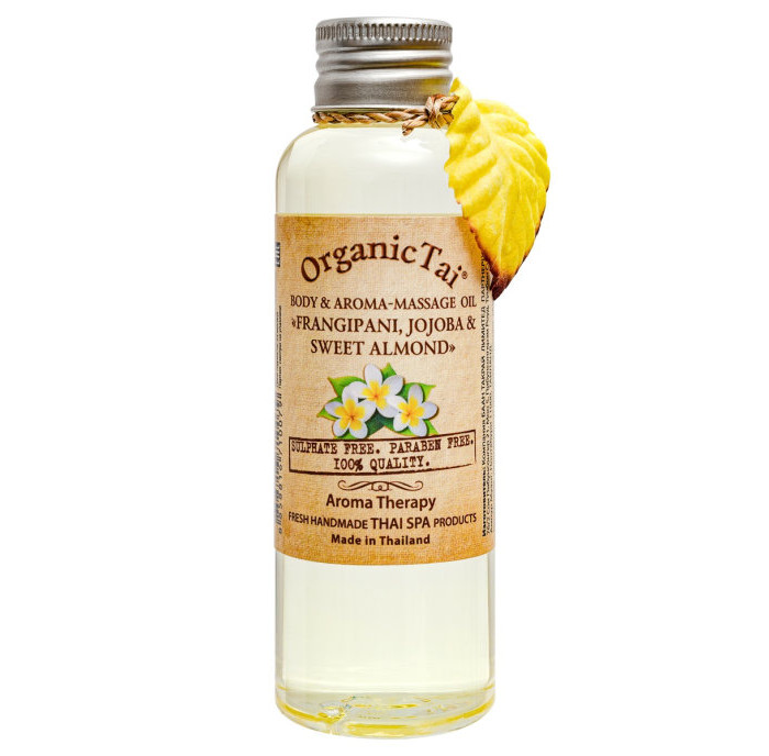 фото Organictai масло для тела и аромамассажа франжипани жожоба и сладкий миндаль 120 мл