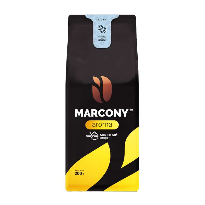 Marcony Кофе молотый Aroma со вкусом Кокоса м/у 200 г