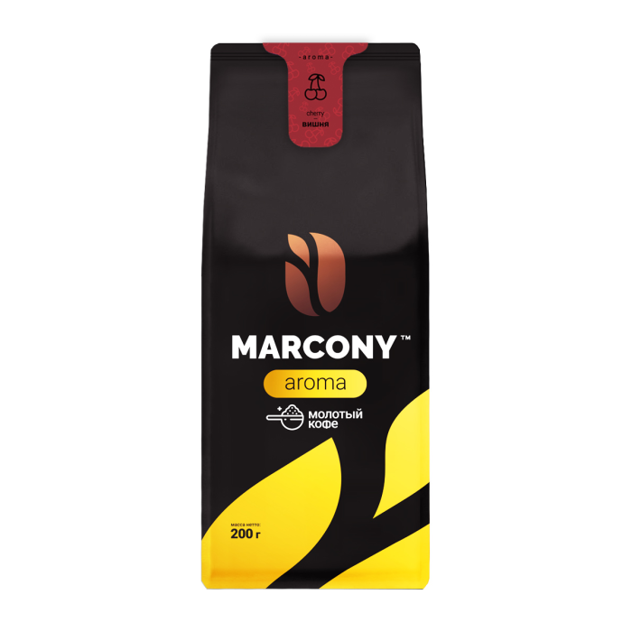 Marcony Кофе молотый Aroma со вкусом Вишни м/у 200 г