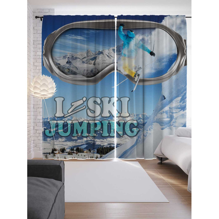 Купить JoyArty Шторы с фотопечатью Лыжные прыжки из сатена 290х265 см