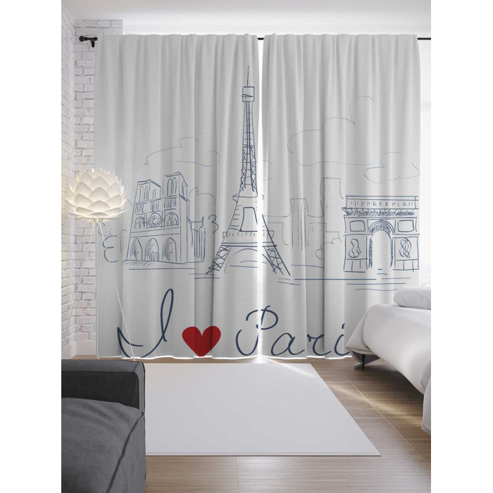 Купить JoyArty Шторы с фотопечатью Моя любовь к Парижу из сатена 290х265 см
