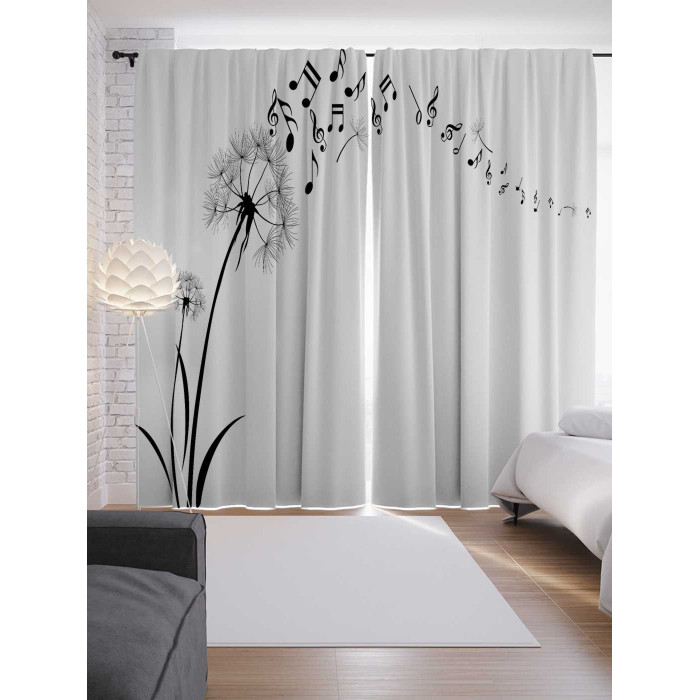 

JoyArty Шторы с фотопечатью Музыкальный одуванчик из сатена 290х265 см, Шторы с фотопечатью Музыкальный одуванчик из сатена 290х265 см