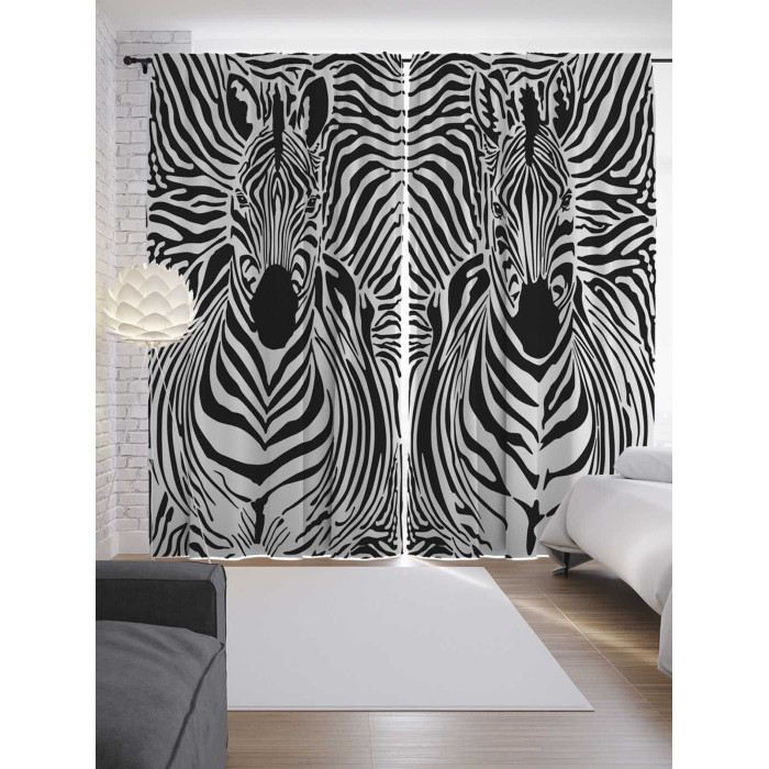 

JoyArty Шторы с фотопечатью Пара зебр из сатенa 290х265 см, Шторы с фотопечатью Пара зебр из сатенa 290х265 см
