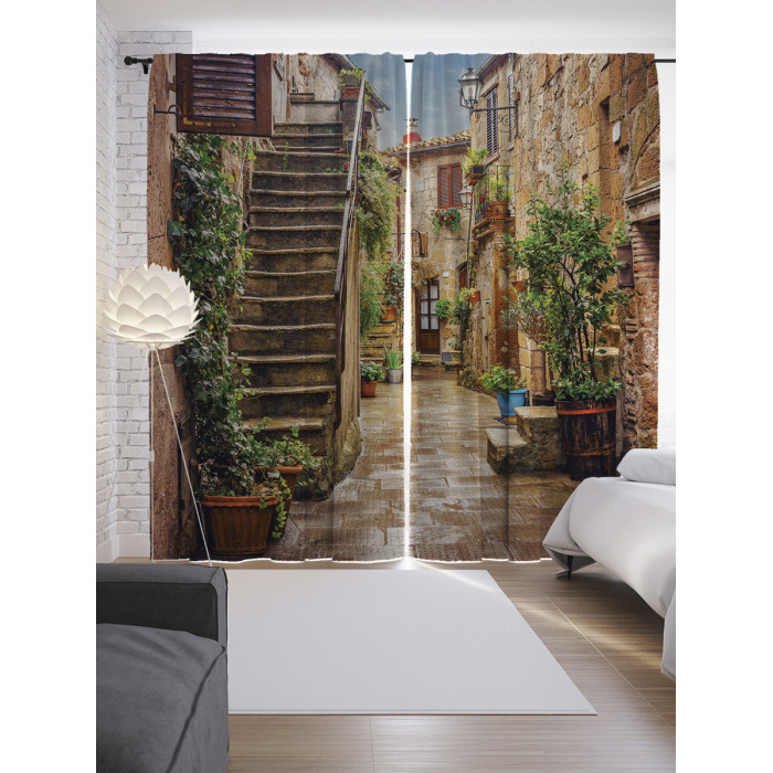 

JoyArty Шторы с фотопечатью Цветочные улицы из сатена 290х265 см, Шторы с фотопечатью Цветочные улицы из сатена 290х265 см