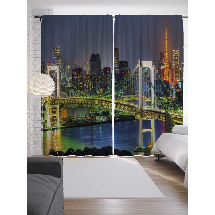 

JoyArty Шторы с фотопечатью Светящийся мост из сатена 290х265 см, Шторы с фотопечатью Светящийся мост из сатена 290х265 см