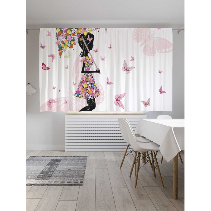 Купить Шторы, JoyArty Классические шторы Цветочная погода серия Oxford DeLux 2 полотна 145x180 см
