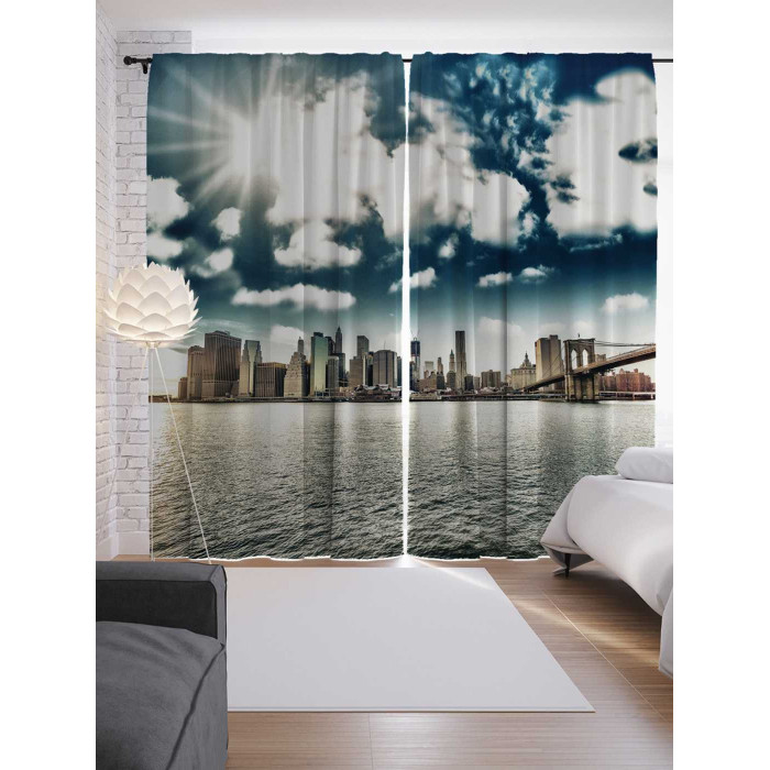 

JoyArty Шторы с фотопечатью Небоскребы на острове из сатена 290х265 см, Шторы с фотопечатью Небоскребы на острове из сатена 290х265 см