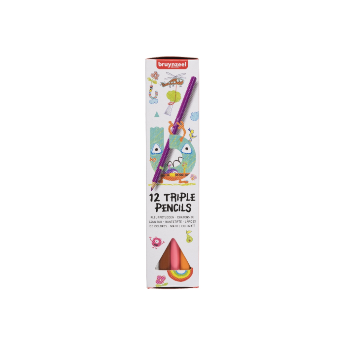 Bruynzeel Набор цветных трехгранных карандашей  Kids Triple 12 цветов в картонной упаковке