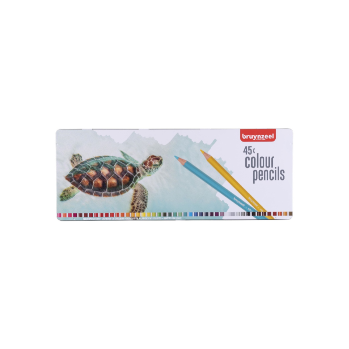 Bruynzeel Набор цветных карандашей Черепаха 45 цветов в металлическом коробе-пенале