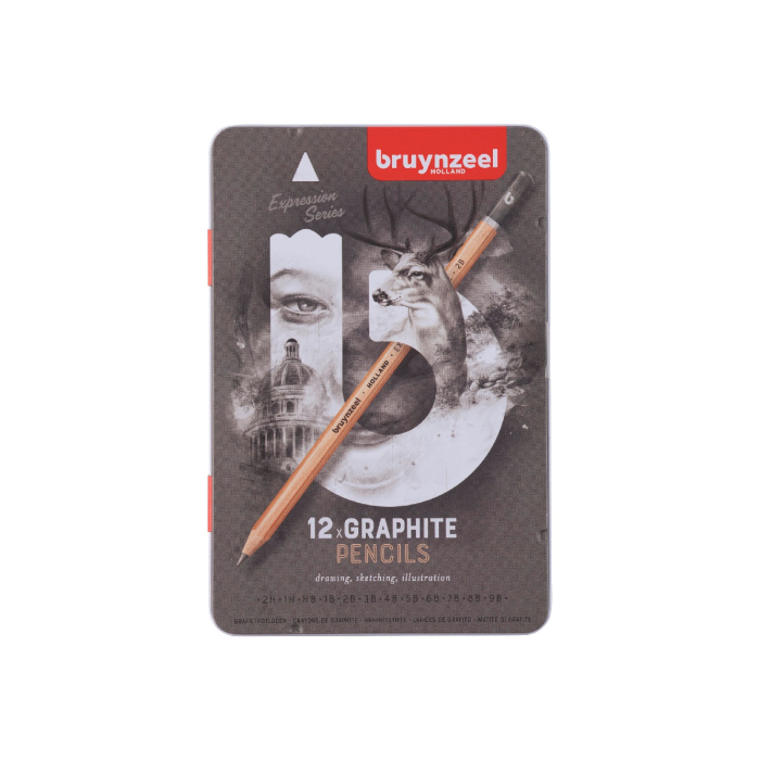 Bruynzeel Набор карандашей для графики Expression Graphite 12 типов жесткости в коробе-пенале