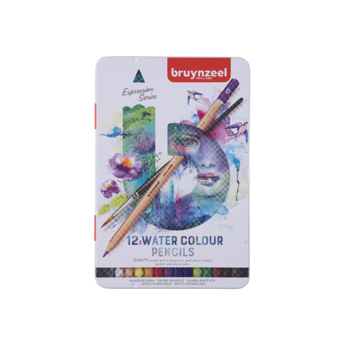 Bruynzeel Набор акварельных карандашей Expression Aquarel 12 цветов + кисть в коробе-пенале