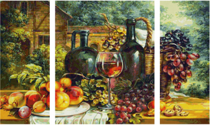 фото Schipper картина по номерам триптих натюрморт с виноградом 80х50 см