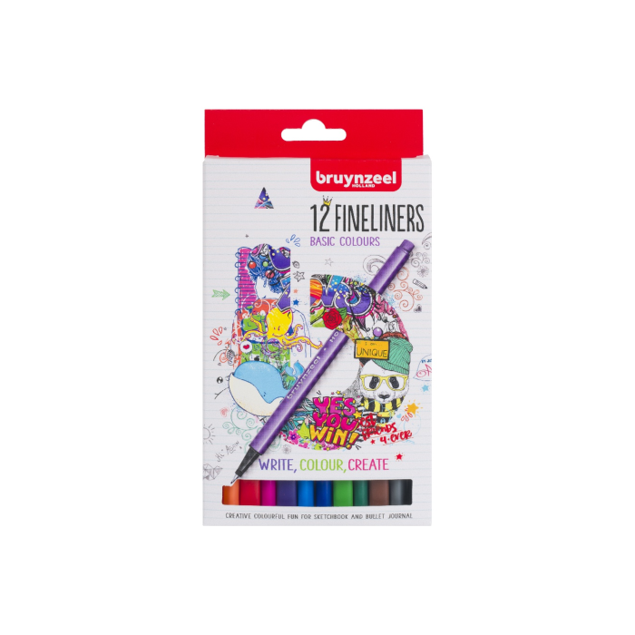 Bruynzeel Набор капиллярных ручек Teen (линер 0.4 мм) 12 цветов в картонной упаковке
