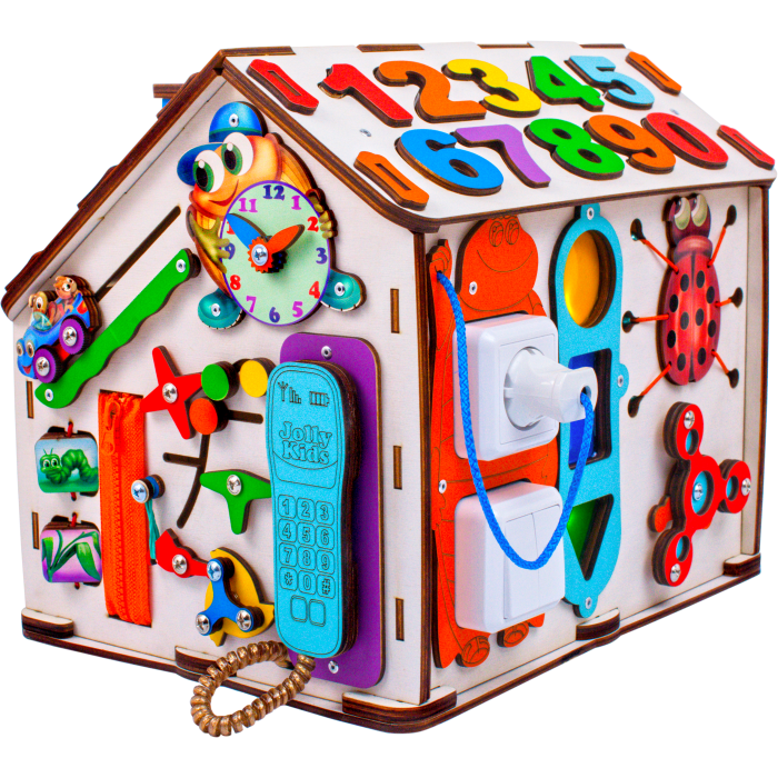 Деревянная игрушка Jolly Kids Бизиборд Бизидом со светом Букашки
