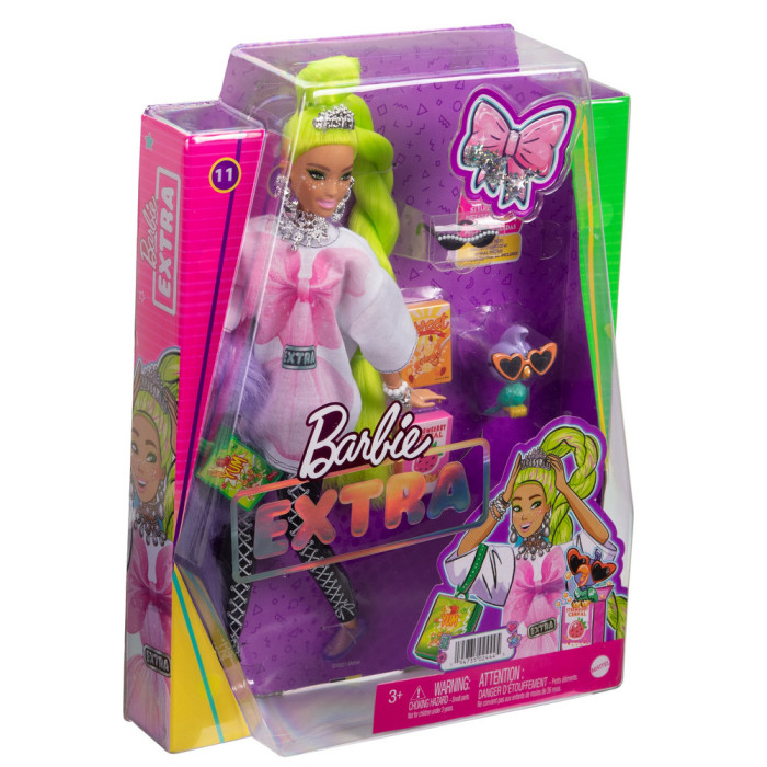 

Barbie Кукла Экстра с зелеными неоновыми волосами, Кукла Экстра с зелеными неоновыми волосами