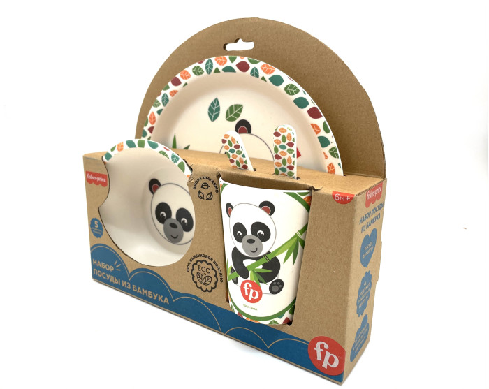 фото Fisher price набор посуды из бамбука панда (5 предметов) oxi212261-3