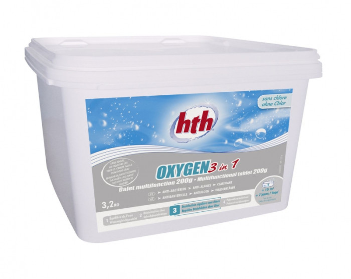 HTH Многофункциональные таблетки активного кислорода 3 в 1 Oxygen по 200 г 3.2 кг