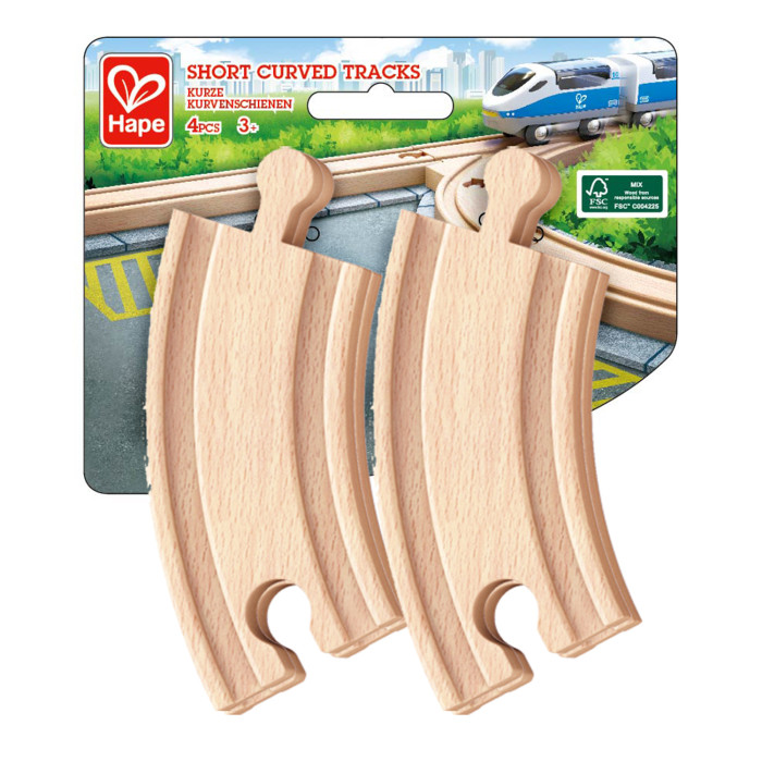 Hape Элементы игрушечной железной дороги - Закругленные короткие рельсы (4 предмета)