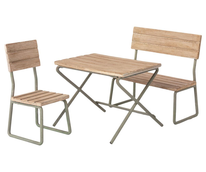 фото Maileg набор садовой мебели мини: стол, стул и скамейка '21