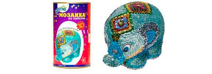 Волшебная мастерская Мозаика из пайеток Слон 3D