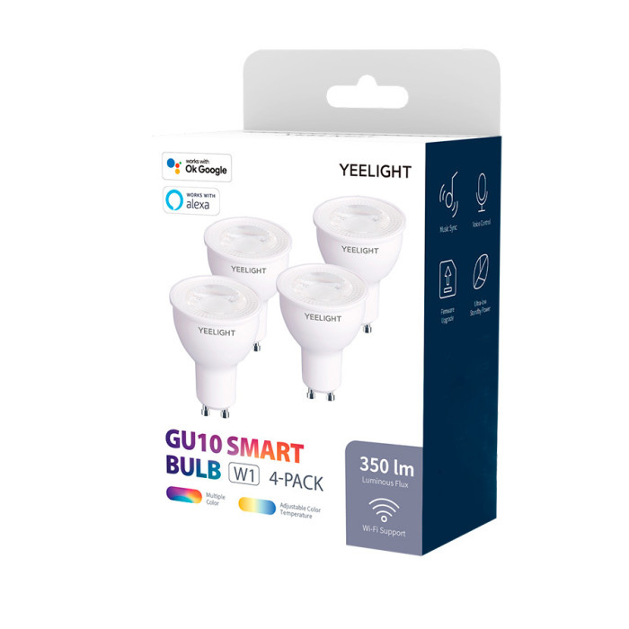 фото Светильник yeelight лампочка светодиодная gu10 smart bulb (multicolor) 4 шт.