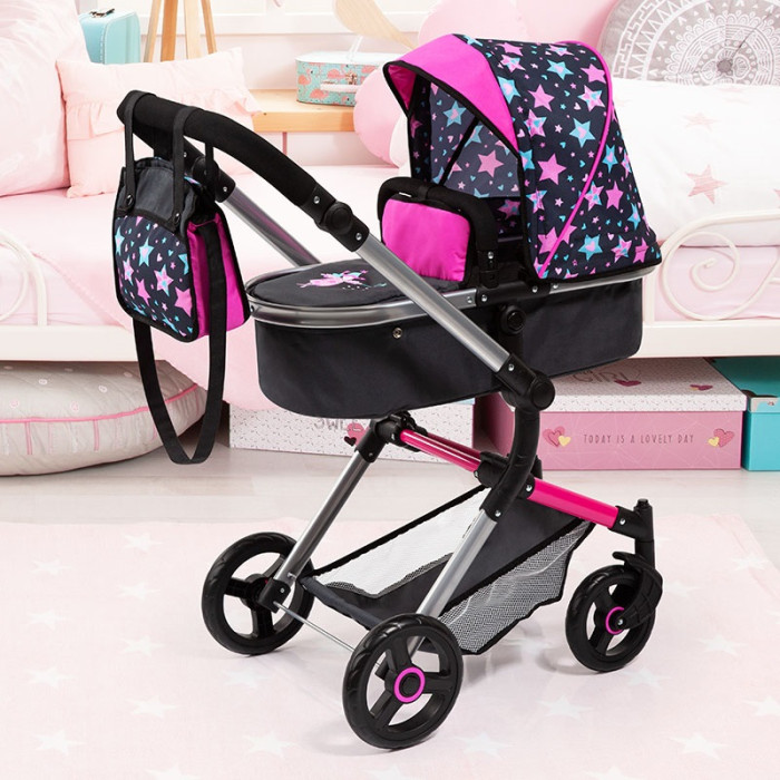 фото Коляска для куклы bayer combi dolls pram vario со звездами