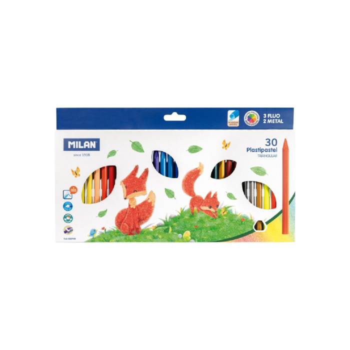 Milan Набор пластиковых цветных карандашей трехгранные Plastipastel 30 цветов