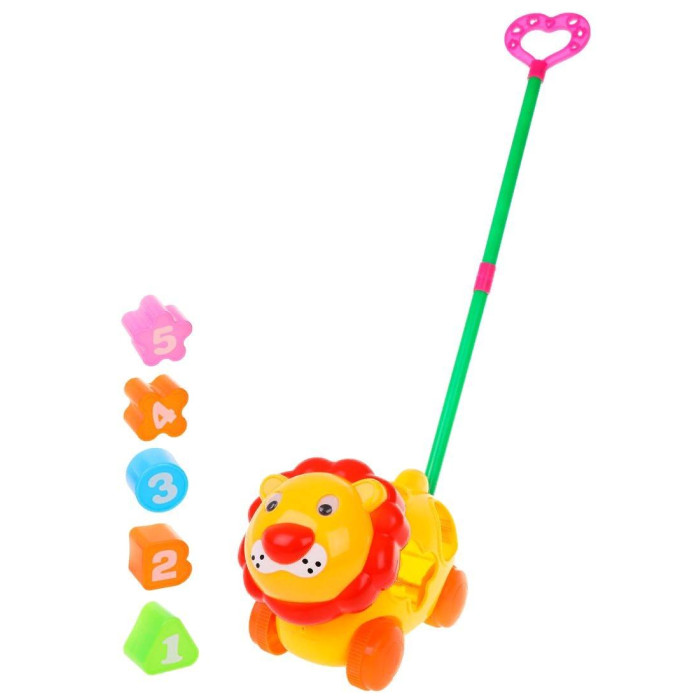 Каталка-игрушка Наша Игрушка с ручкой Лев M0112