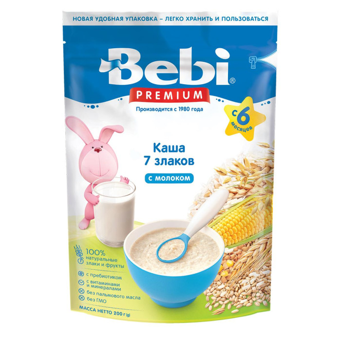  Bebi Premium Молочная каша 7 злаков с 6 мес. 200 г