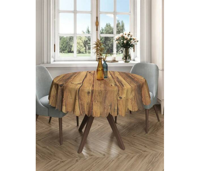 фото Joyarty круглая скатерть на кухонный и праздничный стол классический забор 150x150 см