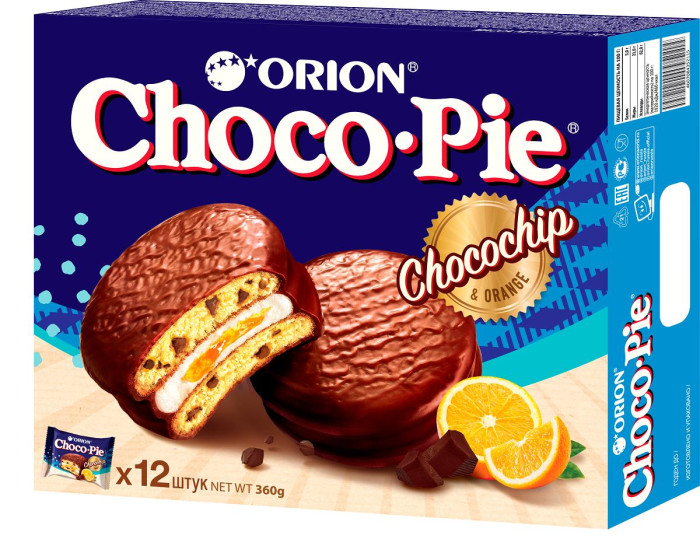  Orion Бисквит Чокопай Чокочип c апельсином и кусочками шоколада 30 г 12 шт.
