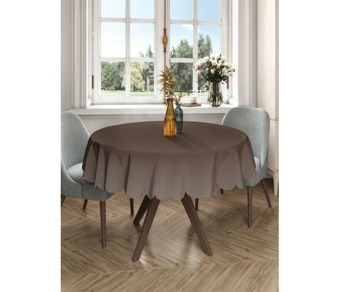 фото Joyarty круглая скатерть на кухонный и праздничный стол коричневый перелив 150x150 см