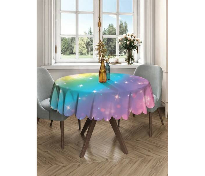 

JoyArty Круглая скатерть на кухонный и праздничный стол Радужное сияние 150x150 см, Круглая скатерть на кухонный и праздничный стол Радужное сияние 150x150 см