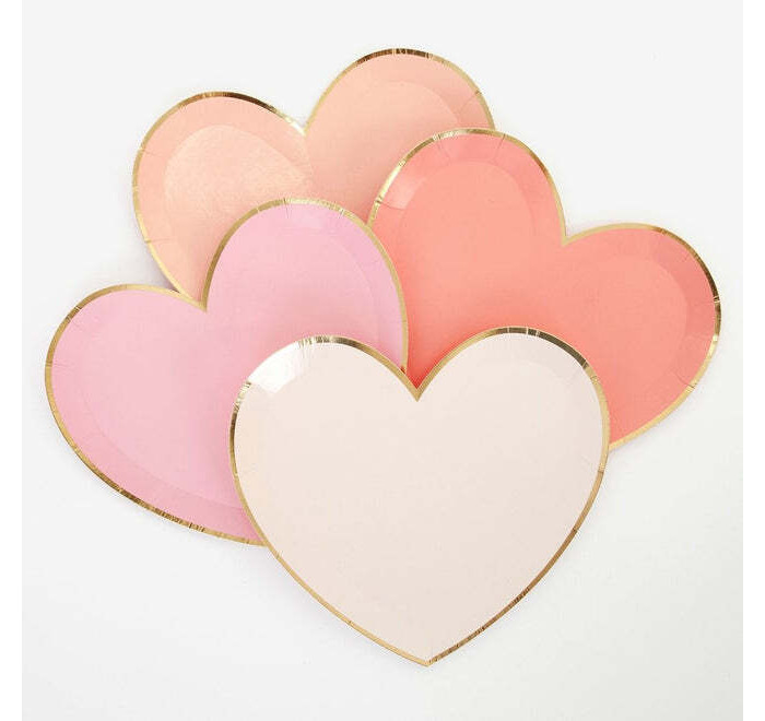  MeriMeri Тарелки Розовое сердце большие 8 шт.