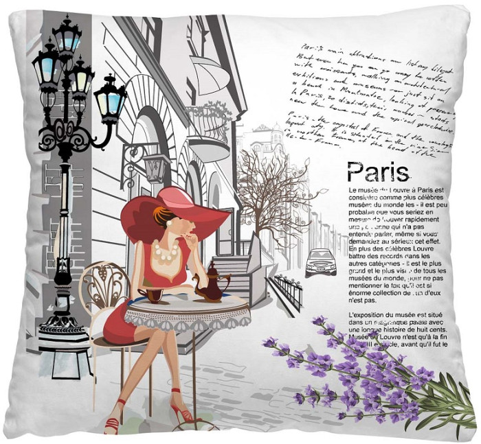 Волшебная Ночь Подушка-думка Кафе в Париже 40х40 см