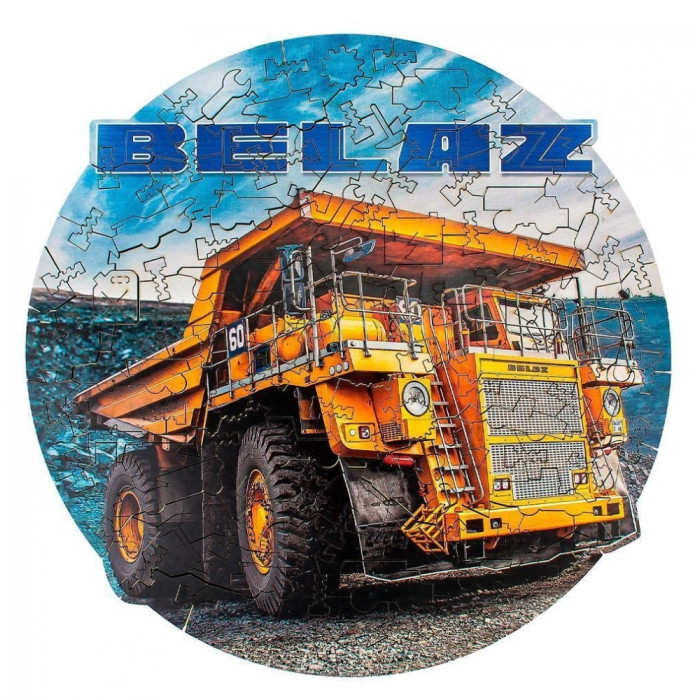 фото Деревянная игрушка ewa пазл фигурный автомобиль belaz 7513 28x28 см