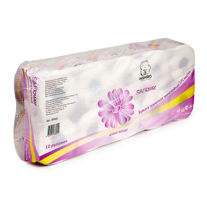 

Inshiro Туалетная бумага SilkFlower с ароматом иланг-иланг 3 слоя 10 шт., Туалетная бумага SilkFlower с ароматом иланг-иланг 3 слоя 10 шт.